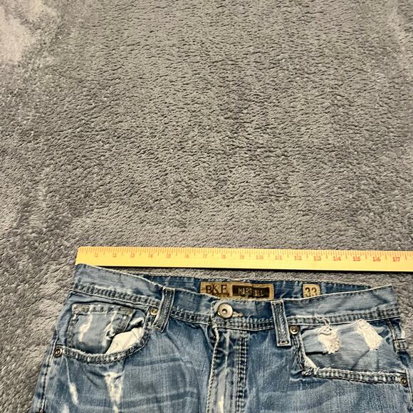 BKE Marshall Jeans Mens 33 Blue Straight Leg Thick Stitch Denim Western ** - Picture 10 of 13